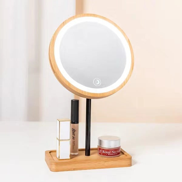 Wooden LED cosmetic mirror