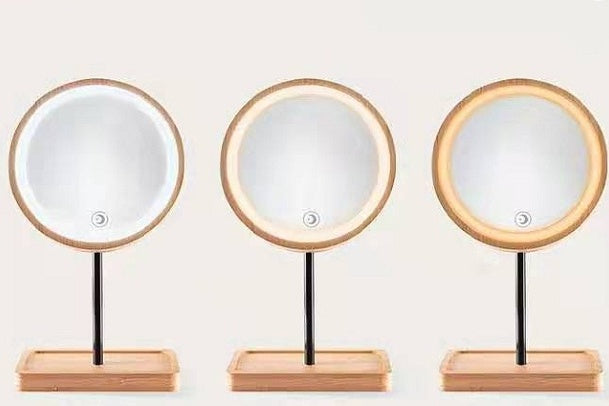 Wooden LED cosmetic mirror