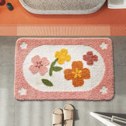 Simple Bathroom Floret Carpet Flower Area Rugs Anti Slip