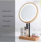 Wooden LED cosmetic mirror